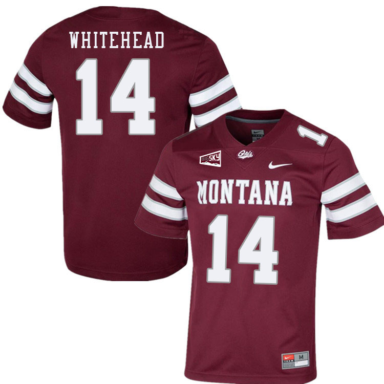 Montana Grizzlies #14 Robert Whitehead College Football Jerseys Stitched Sale-Maroon